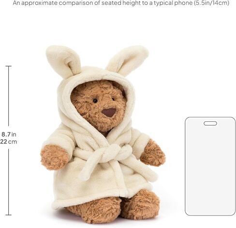 Jellycat Bartholomew Bear with Bathrobe Stuffed Animal, 10 inches - Teddy Bear Plush - Soft & Huggable - Classic Children's Gift in Saudi Arabia