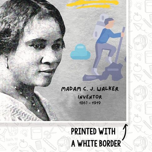 لا تجلس وتنتظر الفرص القادمة، انهض واستغلها - ملصق الفصل الدراسي Madam C. J. Walker - مقاس 12 × 18 بوصة - ديكور الفصل الدراسي - يجب أن تمتلك الفصل الدراسي - ديكور العودة إلى المدرسة - CPS0700 in Saudi Arabia