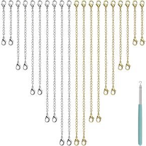 Necklace Extenders Chain, Stainless Steel Lobster Jewelry Necklace Bracelets Extender Extension Clasp Chain Link for DIY Jewelry Necklace Bracelet Anklet Making (2, 3, 4, 5, 6", 10 Gold, 10 Silver) in Saudi Arabia