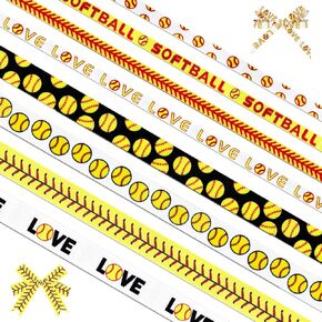 8 لفات 40 ياردة أشرطة كرة لينة رياضية للحرف اليدوية، 0.86 بوصة و0.39 بوصة عرض Grosgrain لفات شريط، شريط البيسبول الرياضي تحت عنوان للحرف اليدوية والخياطة وديكورات الحفلات in Kuwait