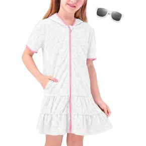 BesserBay Girl's Zip-Up Terry Cover Up Cozy Bathrobe with Hood 4-14 Years in Saudi Arabia