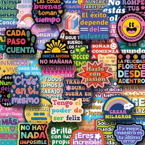 200 قطعة من الملصقات الإسبانية الملهمة، ملصقات تأكيد إيجابية تحفيزية للأطفال والمراهقين، ملصقات إسبانية للوحة رؤية سجل القصاصات لزجاجة المياه in Kuwait