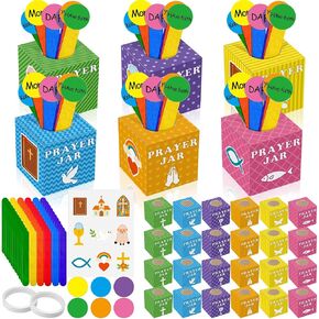Motipuns 36 Set Prayer Box Craft Kits DIY Religious Prayer Jar with Wooden Stick DIY Family Handmade Paper Box for Home Church Activities Christian Party Favor Supplies in Kuwait