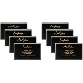 قالب الوجه والجسم من شيا مويستشر للبشرة الدهنية والمعرضة للعيوب، صابون أسود أفريقي خالٍ من البارابين، منظف للوجه، 3.5 أونصة (عبوة من 4 قطع) in Kuwait