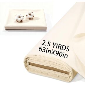 2.5 Yards 100% Cotton Muslin Fabric Natural Unbleached Linen Fabric by The Yard 63 inch x 2.5 Yards Unbleached Muslin Linen Fabric Material for Sewing Material Apparel Cloth in Kuwait