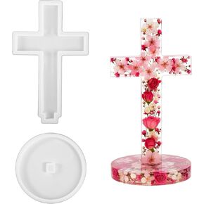 2 Sets Cross Mold Fancy Cross Christmas Ornament Molds for Aroma Beads DIY Hanging Candles Decoration Making Blessed Gifts Home Decor with Base Standing Halloween in Saudi Arabia