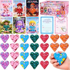 بطاقات عيد الحب من كريولبو للأطفال في الفصول الدراسية، 28 حزمة من أقلام التلوين على شكل قلب، بطاقات عيد الحب للأطفال في المدارس، هدايا عيد الحب للحفلات، جوائز تبادل الفصول الدراسية للبنين والبنات in Kuwait