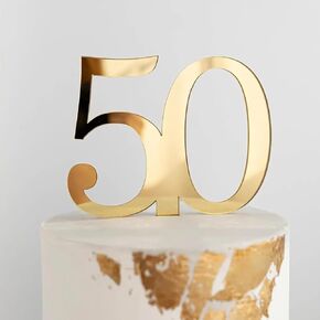 Gold Fifty Cake Topper, Acrylic Happy 50th Birthday Cake Toppers, 50th Anniversary Party Cake Decorations Cheer to 50 Years Old 50 Fabulous Cake Decor Supplies in Saudi Arabia