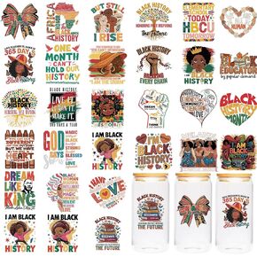 UV DTF Cup Wrap - 30 Sheet Black History Month UV DTF Transfer Stickers, Inspirational Cup Wraps for Glass, Heritage Decals, DIY Crafts for Community Activists in Saudi Arabia