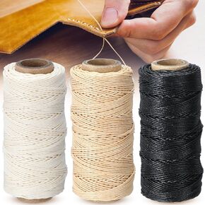 3 Rolls Natural Waxed Linen Thread 129 Yards Book Binding Thread Natural Linen 0.55mm Thickness for Book Binding Leather Sewing Beading Hand Sewing or Macrame Books by Hand in Kuwait
