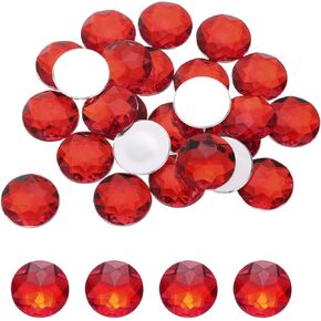 MECCANIXITY Flat Back Round Acrylic Rhinestones,25mm Red Flatback Crystal Rhinestones for Crafts Clothes Shoes DIY Decoration Gifts 25Pcs in Saudi Arabia