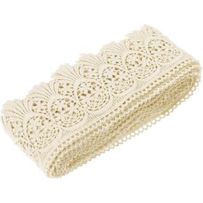 MECCANIXITY Cotton Lace Trim Vintage Crochet 3inch x 3yard Black Stretch Lace Edge Ribbon for DIY Scrapbooking Clothes Curtain Slipcover Fabric in Saudi Arabia
