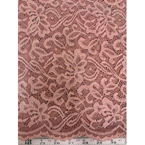 Elaine Mauve Floral Scalloped Nylon Spandex Stretch Lace Light Weight Fabric for Clothes, Lingerie, Costumes, Decorations, Crafts in Saudi Arabia
