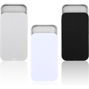 TIESOME 3 PCS Metal Tin Box Containers, 2.36 x1.33 x 0.4 Inch Small Metal Box Mini Rectangular Slide Top Containers Hinged Tin Boxes for Candies Jewelry Crafts Pills Survival Kit(Black,White,Silver) in Kuwait