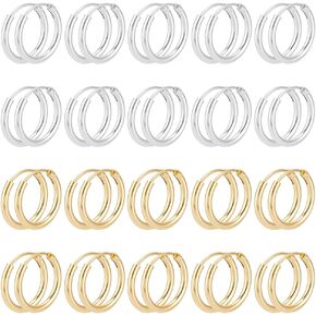 UNICRAFTALE 40 قطعة 2 لون أقراط هوجي هوب 24 قيراط مطلية بالذهب دائرية خطافات حلق هوجي للنساء معدنية حلق ليفرباك أقراط هوب لمستلزمات صناعة المجوهرات بقطر 14 مم in Kuwait