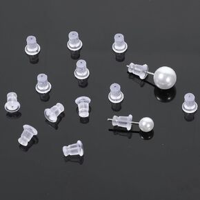 Silicone Earring Backs, 200 Piece Soft Clear Replacement Stoppers, Safety Back Stoppers for Stud, Post, Hoop, Fishhook Earrings in Saudi Arabia