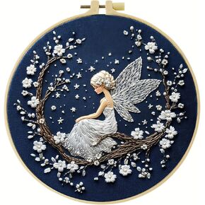 JOZYSH Charming Flower Fairy Patterns Water Soluble Embroidery Kits Patterns for Beginners,DIY Needlepoint Everything is Fine,by Step Instructions and Video Tutorial, Embroidery for Home Ofiice Decor in Kuwait