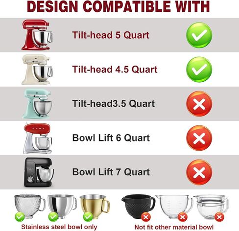 بطانات وعاء من السيليكون لخلاطات KitchenAid سعة 5 لتر، آمنة للاستخدام في غسالة الأطباق والميكروويف، 3 عبوات من بطانات وعاء الخلط السميكة مع أغطية، خالية من مادة BPA، بطانة وعاء الخلط مثالية لتخزين العجين والخليط وإعداد الوجبات in Saudi Arabia