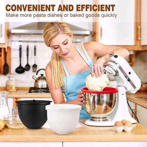 بطانات وعاء من السيليكون لخلاطات KitchenAid سعة 5 لتر، آمنة للاستخدام في غسالة الأطباق والميكروويف، 3 عبوات من بطانات وعاء الخلط السميكة مع أغطية، خالية من مادة BPA، بطانة وعاء الخلط مثالية لتخزين العجين والخليط وإعداد الوجبات in Saudi Arabia
