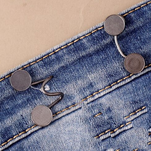 1set Nail-Free Metal Jeans Button Snaps Detachable Pants Clips Buckle Pins DIY Waist Tightener Clothing Buckles Sewing Tools,Trumpet Gun Black Large About 32 mm in Saudi Arabia