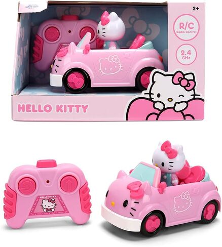 سيارة Jada Hello Kitty RC بمقياس 1:32 - وظيفة بسيطة للتحكم عن بعد باللون الوردي قابلة للتحويل مع ألعاب مجسمة غير قابلة للإزالة in Saudi Arabia