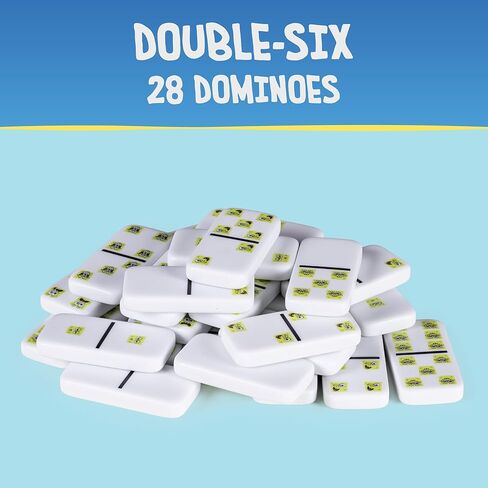 AQUARIUS Spongebob Squarepants Family Dominoes Game, Dominoes Tile Stacking Game for Kids and Adults, Official Nickelodeon Board Game, 2–6 Players, Ages 8+, Family Game Night in Saudi Arabia