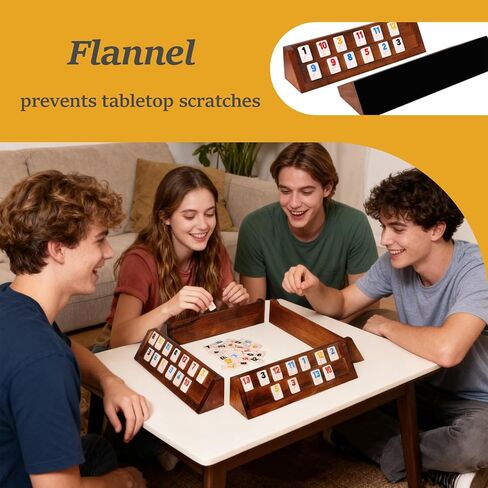 لعبة رومي كيوب 4 لاعبين - لعبة رومي فاخرة كبيرة مع 106 بلاط و4 رفوف بلاط متينة، لعبة لوحية كلاسيكية للبالغين والعائلة in Kuwait