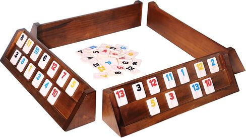 لعبة رومي كيوب 4 لاعبين - لعبة رومي فاخرة كبيرة مع 106 بلاط و4 رفوف بلاط متينة، لعبة لوحية كلاسيكية للبالغين والعائلة in Kuwait