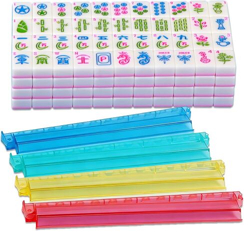 American Mahjong Set 166 Mahjong Tile Set 1.2-inch American Mahjong Tile Set Equipped with 4PCS Mahjong Racks with Pushers in Saudi Arabia