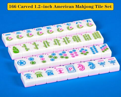 American Mahjong Set 166 Mahjong Tile Set 1.2-inch American Mahjong Tile Set Equipped with 4PCS Mahjong Racks with Pushers in Saudi Arabia