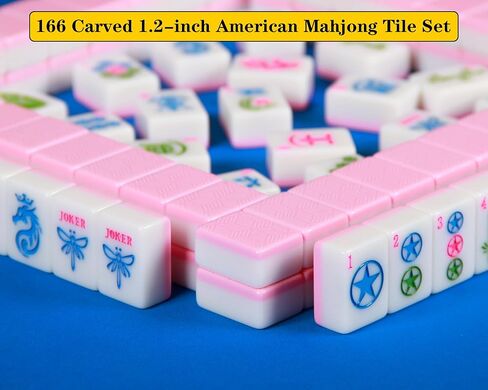 American Mahjong Set 166 Mahjong Tile Set 1.2-inch American Mahjong Tile Set Equipped with 4PCS Mahjong Racks with Pushers in Saudi Arabia