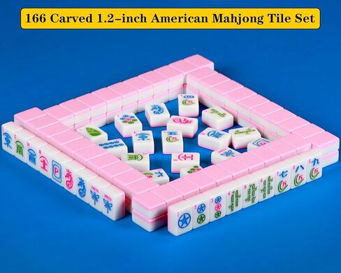 American Mahjong Set 166 Mahjong Tile Set 1.2-inch American Mahjong Tile Set Equipped with 4PCS Mahjong Racks with Pushers in Saudi Arabia