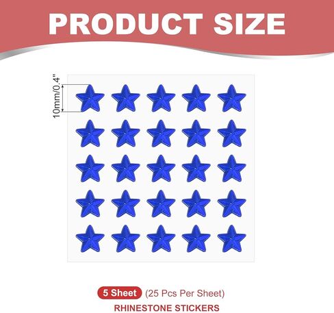 PATIKIL Star Gem Stickers 10mm, 5 Sheet Self Adhesive Acrylic Star Rhinestones Jewel Sticker Crystal Embellishment Sheet for Crafting Nail Decor Makeup DIY, Dark Blue in Saudi Arabia