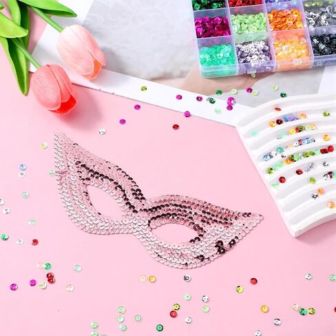 8000 Pcs Sequins Set for Crafts, 0.22in/5.5mm Round Sequins Beautiful Large Sequin for Crafts DIY Sewing Nails Arts Costume Decoration (12 Colors) in Saudi Arabia
