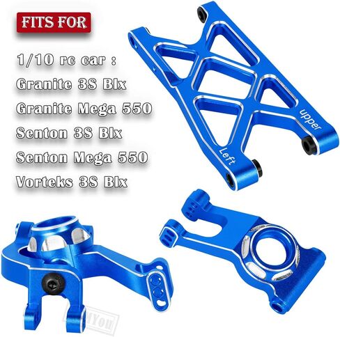 Alloy Front Rear Suspension Arm & Steering Blocks Caster Blocks C-Hubs Stub Axle Carriers Upgrades Part for 1/10 Granite/Senton 3S Blx & Mega 550,Vorteks 3S Blx,Navy Blue in Saudi Arabia
