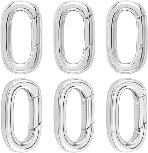 Beebeecraft 6Pcs 3 Styles Spring Necklace Clasps Stainless Steel Oval Clasp Connector Carabiner Clip Snap Closure Silvery for Necklace Bracelet Jewelry Making DIY Crafts in Saudi Arabia