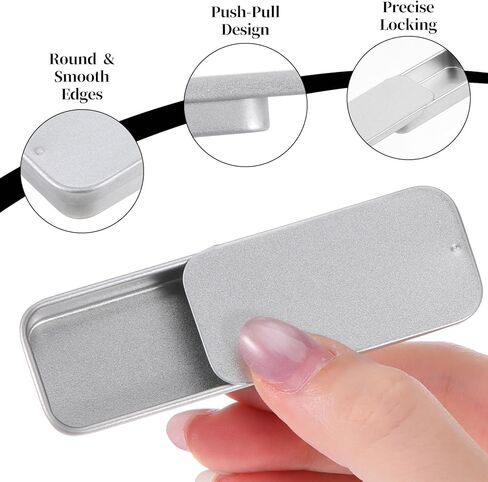 cobee 6 Pcs Mini Metal Tin Box Containers, Empty Slide Top Tin Containers Portable Rectangular Storage Box for Lip Balm Candy Crafts Jewelry(Silver, 2 x 1 x 0.4 inch) in Saudi Arabia