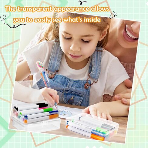 36 Pcs Plastic Crayon Boxes Clear Crayons Holder with Snap Lid Stackable Organizer Case Storage Box for Students Classroom Office Supplies Craft Supplies in Kuwait