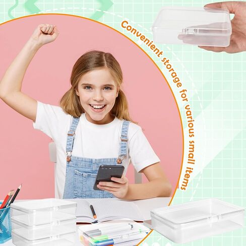 36 Pcs Plastic Crayon Boxes Clear Crayons Holder with Snap Lid Stackable Organizer Case Storage Box for Students Classroom Office Supplies Craft Supplies in Kuwait