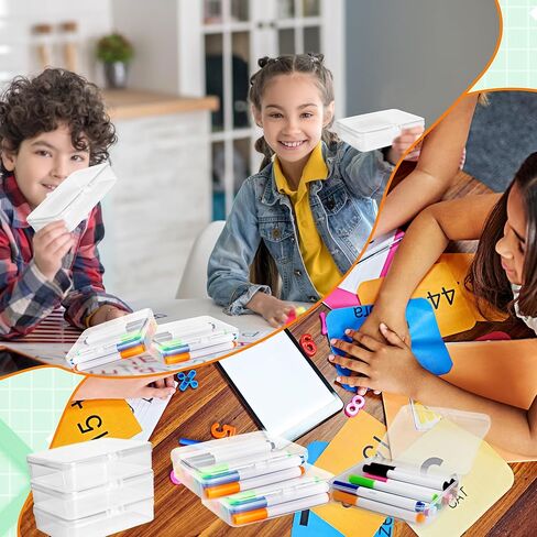 36 Pcs Plastic Crayon Boxes Clear Crayons Holder with Snap Lid Stackable Organizer Case Storage Box for Students Classroom Office Supplies Craft Supplies in Kuwait