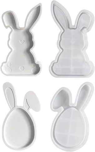 2Pcs Bunny Tray Resin Molds, Easter Rabbit Tray Silicone Mold for Concrete, Bunny Shape Epoxy Resin Casting Molds for Jewelry Storage, Fruit Candy Food Dish, Easter Decor in Saudi Arabia