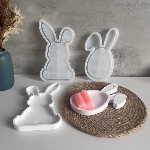 2Pcs Bunny Tray Resin Molds, Easter Rabbit Tray Silicone Mold for Concrete, Bunny Shape Epoxy Resin Casting Molds for Jewelry Storage, Fruit Candy Food Dish, Easter Decor in Saudi Arabia