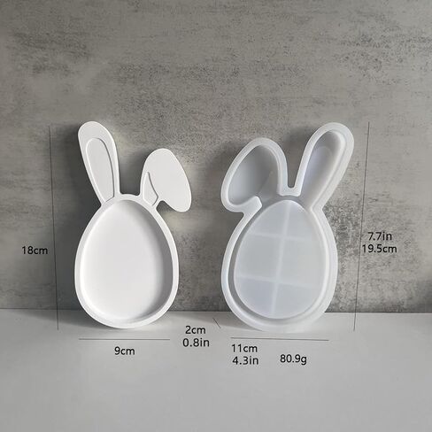 2Pcs Bunny Tray Resin Molds, Easter Rabbit Tray Silicone Mold for Concrete, Bunny Shape Epoxy Resin Casting Molds for Jewelry Storage, Fruit Candy Food Dish, Easter Decor in Saudi Arabia