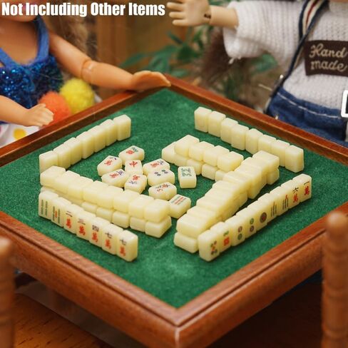 Odoria Dollhouse Mahjong Set Miniature: 1/12 Scale Chinese Mahjong Stone Game Set Traditional - Mini Doll House Accessories Plastic 180 Tiles in Saudi Arabia