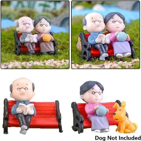 1 Set Dollhouse Micro Landscape Fairy Garden Home Decor Miniatures Toy Couple Dolls Grandparents Figurines(5x5.5cm,Blue&Pink) in Saudi Arabia