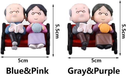1 Set Dollhouse Micro Landscape Fairy Garden Home Decor Miniatures Toy Couple Dolls Grandparents Figurines(5x5.5cm,Blue&Pink) in Saudi Arabia
