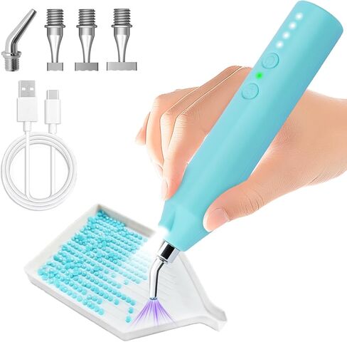 Electric Diamond Painting Pen with LED Light, Cordless Diamond Art Pens Accessories No Wax 3-Speed Rechargeable Automatic E-Painter Tools for Beginners DIY Kit Beginners (Blue) in Saudi Arabia