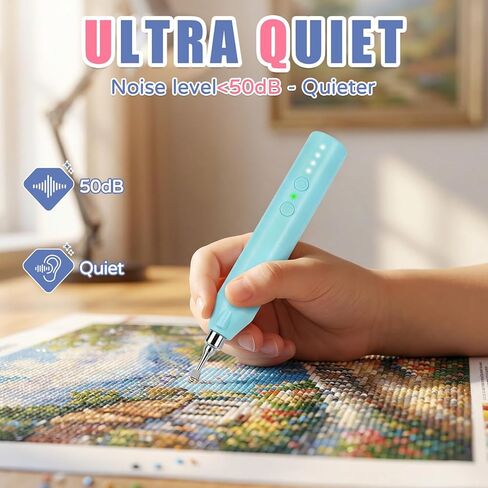 Electric Diamond Painting Pen with LED Light, Cordless Diamond Art Pens Accessories No Wax 3-Speed Rechargeable Automatic E-Painter Tools for Beginners DIY Kit Beginners (Blue) in Saudi Arabia
