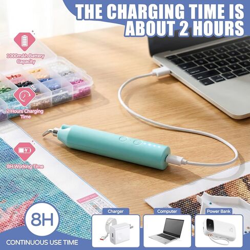 Electric Diamond Painting Pen with LED Light, Cordless Diamond Art Pens Accessories No Wax 3-Speed Rechargeable Automatic E-Painter Tools for Beginners DIY Kit Beginners (Blue) in Saudi Arabia