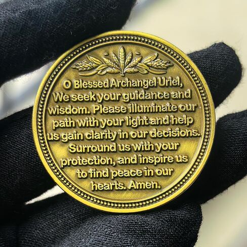 Archangel Uriel Coin - Spiritual Guidance Medallion with Light & Wisdom Symbol, Protective Angelic Token for Clarity & Peace in Saudi Arabia